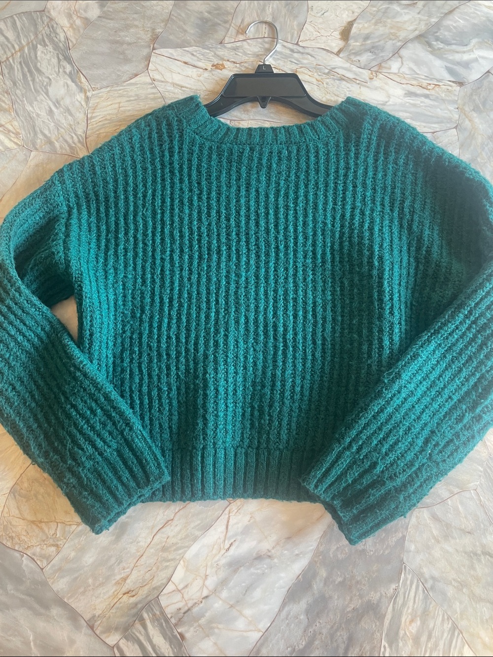 H&M Teal Ribbed Crewneck Sweater